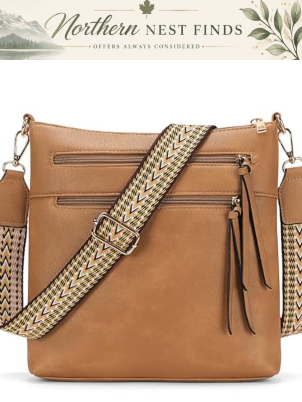 Medium Crossbody Bag Vegan Leather Adjustable Strap Travel